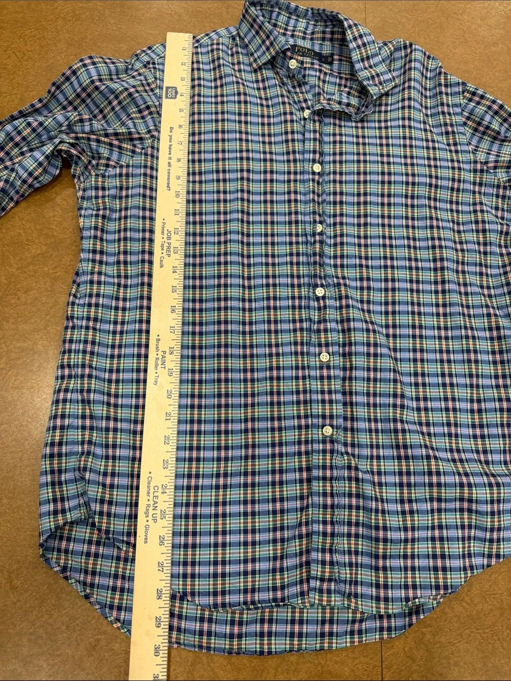 Polo by Ralph Lauren Blue/ Green/ Red Multi-Check Long-Sleeve Button-Down Size L